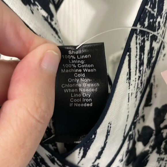 Ann Taylor Factory NWT 100% Linen Maxi Crisscross Black/White Print Dress Sz 2P - Picture 12 of 12